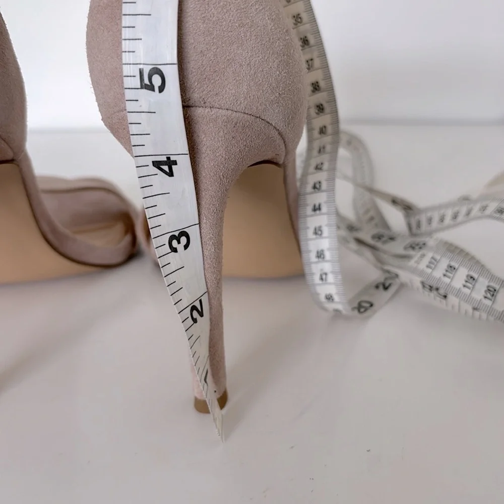 Michael Kors Heels 10 Samantha Nude Suede Ankle Strap Quiet Luxury Romantic Glam - Picture 10 of 13